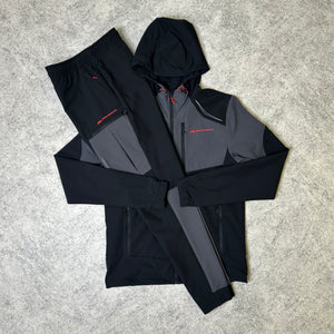 Monterrain Woven Tracksuit - Black/Grey/Red - Mode Trendz